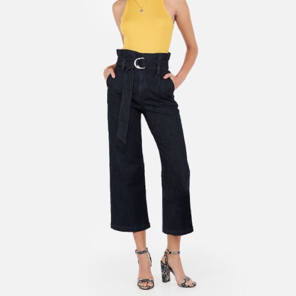 NWT Express High Wasted Cropped Wide Leg Jeans